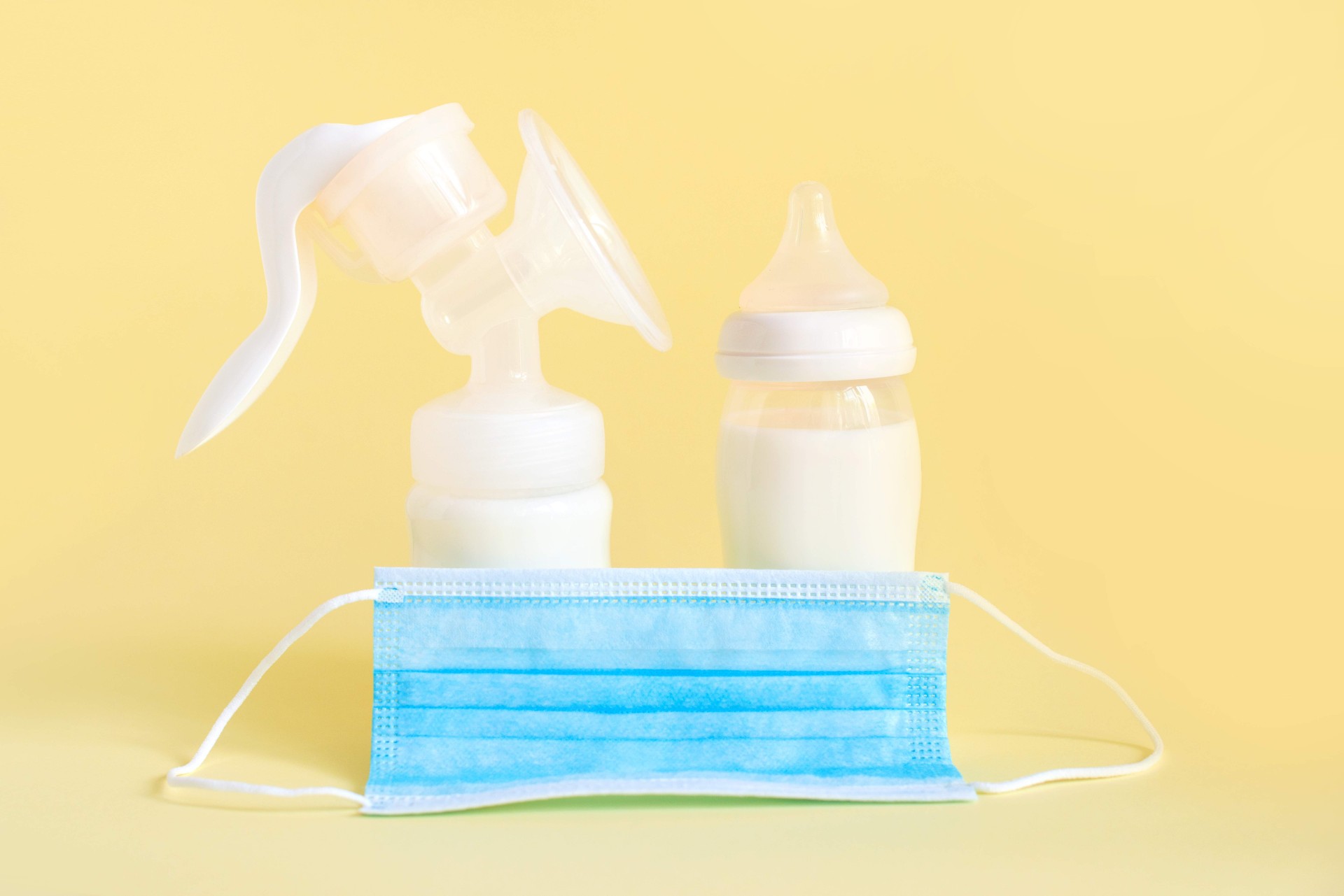 breastmilk bottles with mask